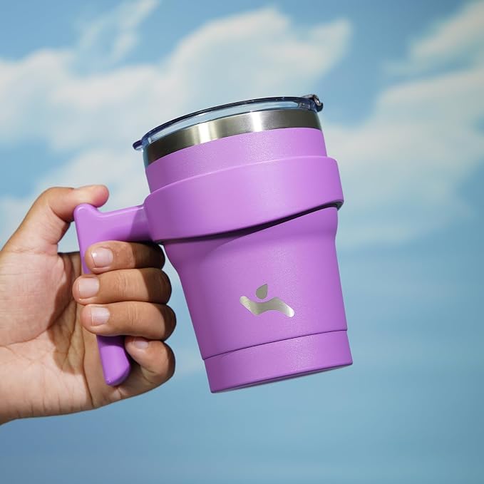Konokyo 10 oz Tumbler with Handle and Straw, Insulated Travel Mug | Lavender; - Image 5