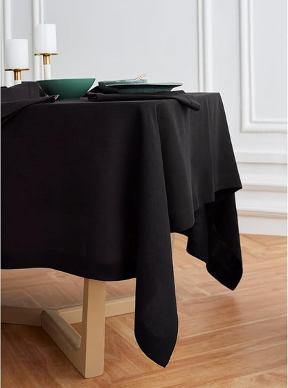 Solino Home Linen Black Tablecloth 70 x 132 Inch - 100% Pure Linen Rectangular Tablecloth - Machine Washable Table Cloth for Spring - Sonoma