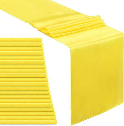Yellow Table Runners 20 Pack 12x108 inch Silk Satin Smooth Fabric | Satin Table by B-COOL