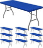 10 Pack Stretch Fabric Table Top Cap Cover, fits 6' Tables, Spandex Table Covers Washable Elastic Rectangle Tablecloth Protector for Indoor Outdoor Party Picnic Wedding, Royal Blue, 30" W x 72" L