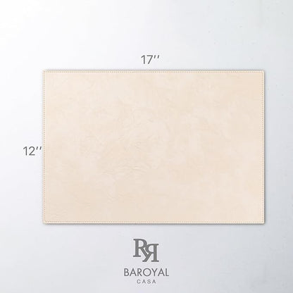 Faux Leather Placemats Set of 12 Vinyl Washable Wipeable Table Mats for Kitchen Dining Table Heat Resistant Waterproof Modern Indoor/Outdoor Placemats Non-Slip Easy Clean Place Mats (Beige)