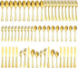 Gold Silverware Set for 12, Compralo 60 Pieces Stainless Steel Shiny Gold Flatware Set, Cutlery Tableware Set Include Spoons, Forks, Knives for Home and Restaurant