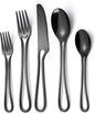 Black Silverware Set for 8, Modern 40 Piece Flatware Stainless Steel Hanging by MetalServingUtensils