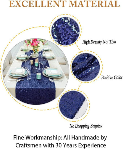 ShinyBeauty Table Runner 12x108-Inch Navy Blue Wedding Decor Sequin Table - Image 3