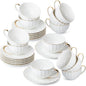 BTaT- Cappuccino Cups with Saucers 7 oz, Dishwasher Safe, Au Lait, Flat White by BrewToATea
