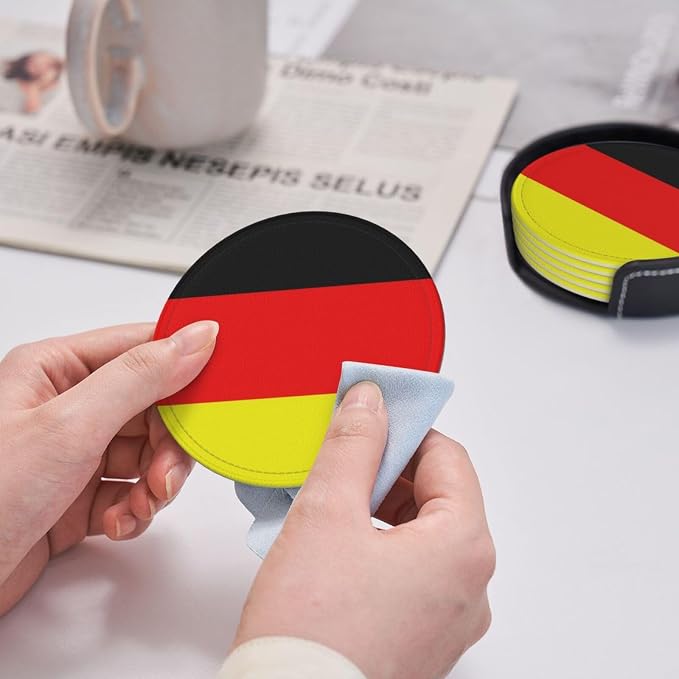 6 Pack Germany Flag Leather Coaster - Image 6