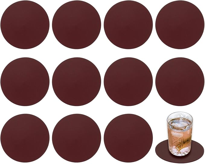 uxcell Round Faux Leather Coasters 4 Inch, Drink Coasters Suit by uxcell