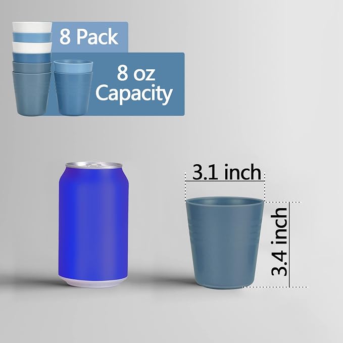 Homestockplus 8 Ounce Small Tumbler Cups, Unbreakable Drinking Cups Microwave - Image 3