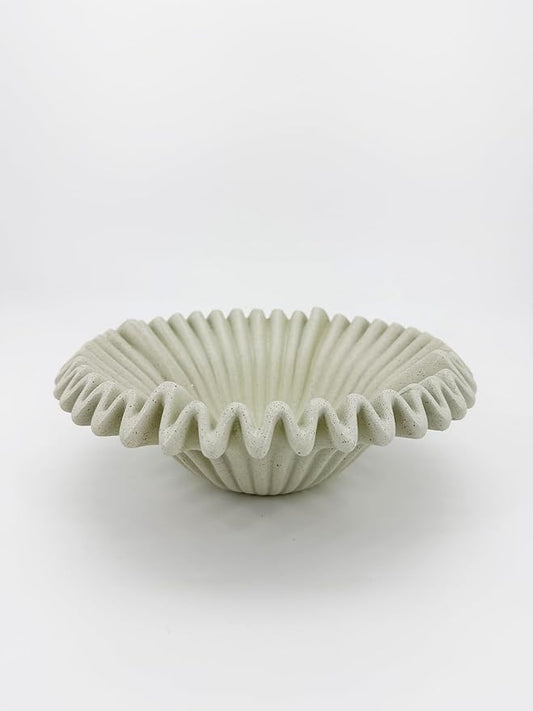 Large Decorative Bowl decor, Scalloped Pedestal Bowls for Modern Home Decor,Ruffle Decor,Stylish Key Bowl for Entry Table,Decorative Fruit Bowl for Kitchen Counter,Beige (Light Gray-C, 10.83inch)