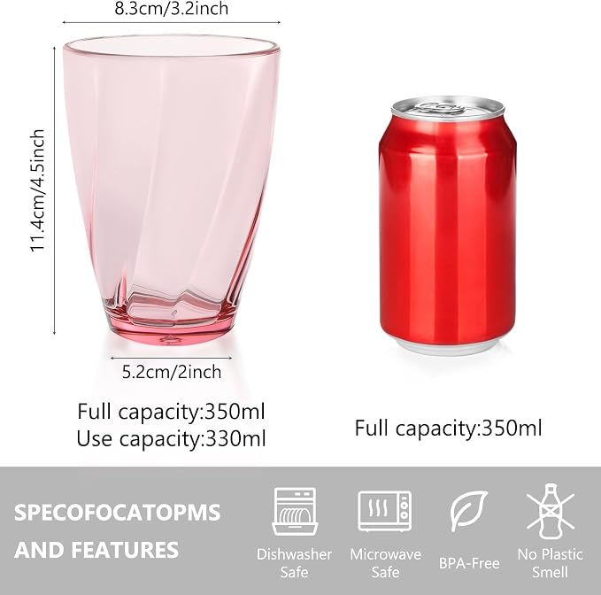 Topsky 12-ounce Plastic Water Tumblers | Set of 4 Transparent Unbreakable - Image 4