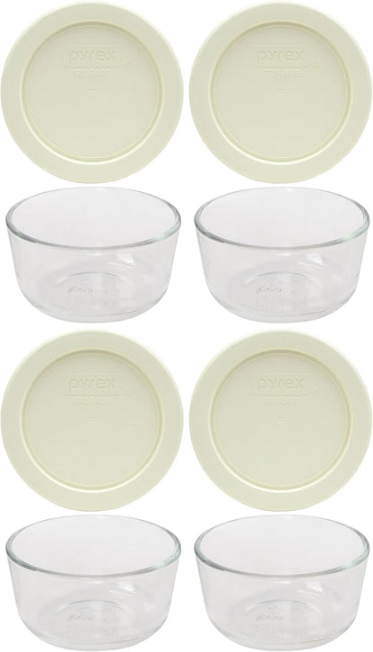 Pyrex 7202 1-Cup Bowls & 7202-PC Sour Cream Lids by Pyrex