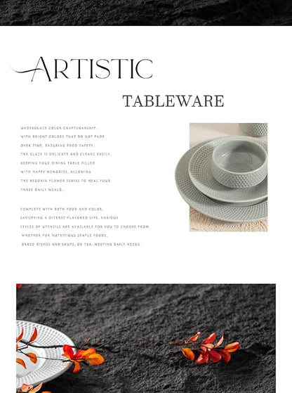4-piece set, embossed B design plate and bowl set, microwave and dishwasher - Image 6