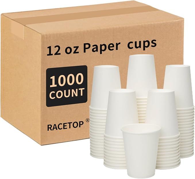RACETOP 1000 pack 12 oz Disposable Coffee Cups, Hot Paper Cups Ideal by RACETOP