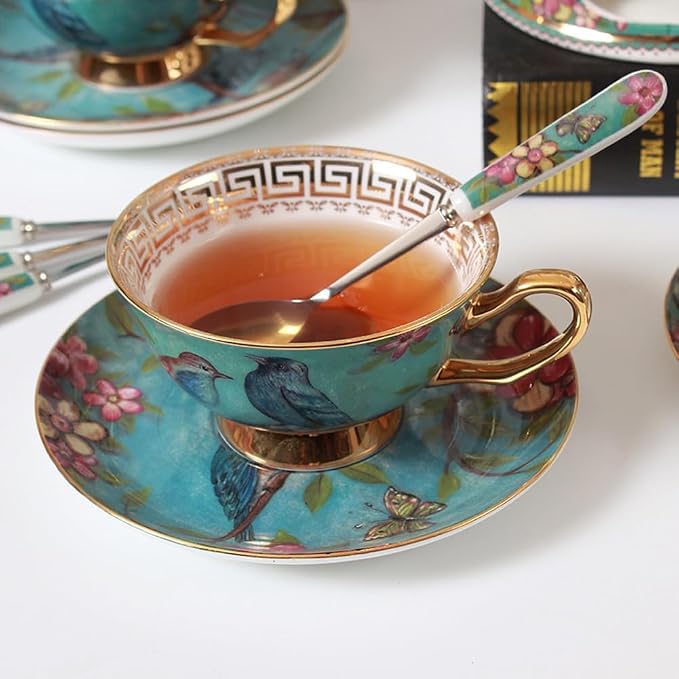 Bone China Cup& Saucer Set, 6.8oz- Birds& Trees - Image 3