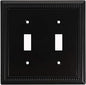 Henne Bery Sunken Pearls Heavy Duty Decorative Wall Plate Switch Plate Outlet Cover (Double Toggle, Matte Black)