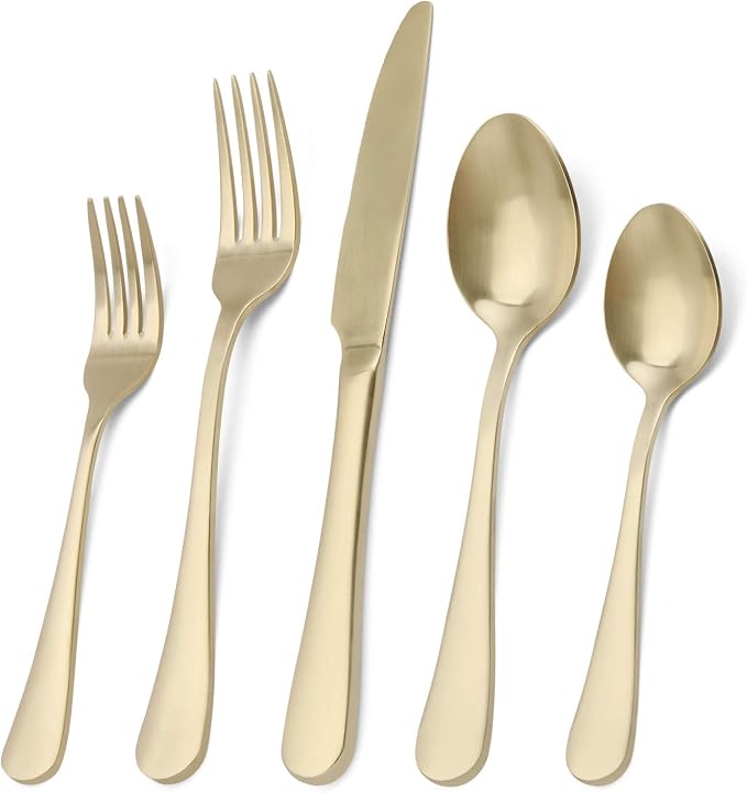 Matte champagne Silverware Set, 20-Piece Stainless Steel Flatware Set, Kitchen by Sharecook