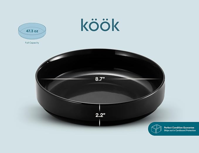 KooK Pasta Bowl, Bowl Plate, Low Bowl, Plate Bowls, Ceramic Large Shallow Bowls - Image 7