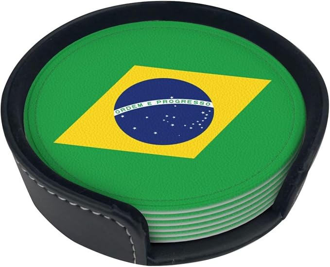 6 Pack Brazil Flag Leather Coaster - Image 2