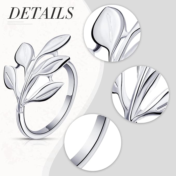 Hotop Set of 50 Leaf Napkin Rings Silver Metal Napkin Rings Holders Bulk - Image 3