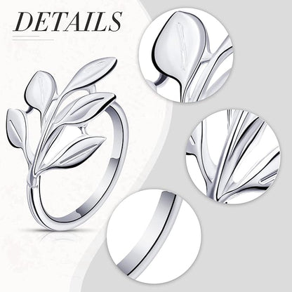 Hotop Set of 50 Leaf Napkin Rings Silver Metal Napkin Rings Holders Bulk - Image 3