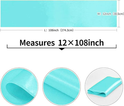 4-Pack Turquoise Satin Table Runner 12 x 108 Inch Long Bright and Smooth Silk - Image 3