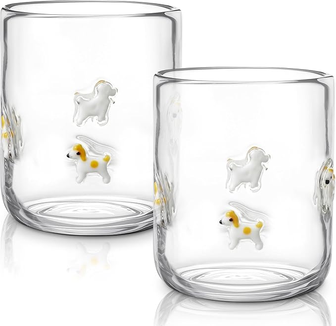 Skylety 2 Pack Puppy Icon Juice Glasses, Coquette Aesthetic Glass Cups by Skylety
