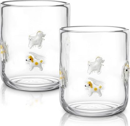 Skylety 2 Pack Puppy Icon Juice Glasses, Coquette Aesthetic Glass Cups by Skylety