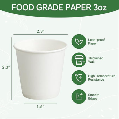100 Pack 3 oz Paper Cups, Small Coffee Cups, Disposable Mini Bathroom Mouthwash - Image 2