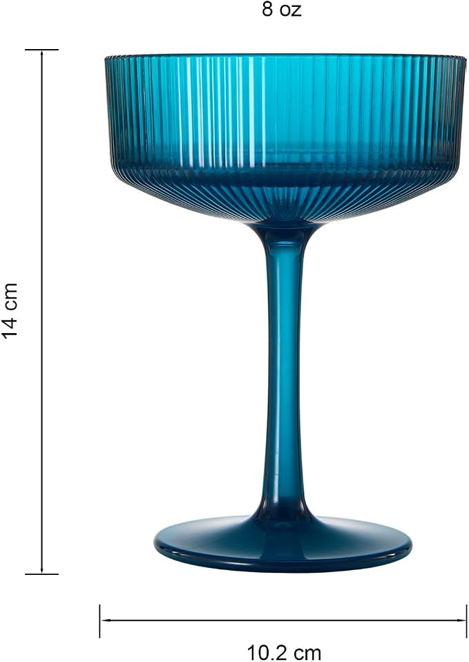 Vintage Ribbed Acrylic Martini Glasses Set, Coupe Glasses, Shatterproof & - Image 9