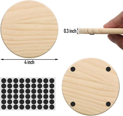 24 Pack 4 Inch Unfinished Round Wood Coasters - Image 2