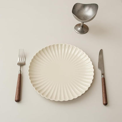 WENSHUO Daisy Plates Set of 6, Chip and Scratch Resistant (Glossy Crème, 10.5 Inch)