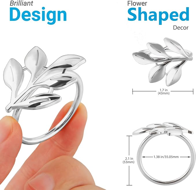 Leaf Napkin Ring Holder Set of 12, Wedding Party Dinner, Thanksgiving Halloween - Image 7