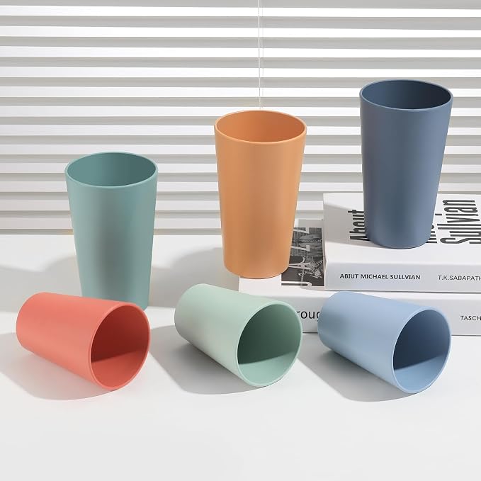 HEYCOME Set of 12 Wheat Straw Cups, Reusable Plastic Cups Sets - Image 6