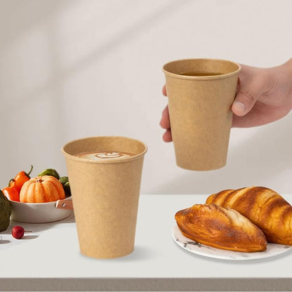 RACETOP 12 oz 100 Pack Kraft Unbleached Disposable Coffee Cups | Natural Kraft - Image 3