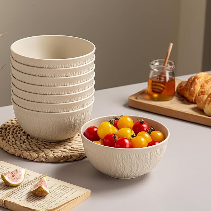 HXYPN 8pcs Unbreakable Cereal Bowls Wheat Straw Bowl Sets plastic soup bowls - Image 6
