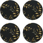 4Pcs Leather Coaster for Drinks Golden Olive Branch Cup Coasters Aesthetic by NONHAI