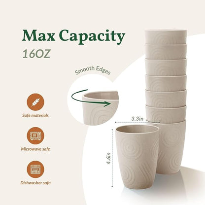 Homienly Wheat Straw Cup Unbreakable Water Cup | 16 OZ Reusable Water Drinking - Image 3