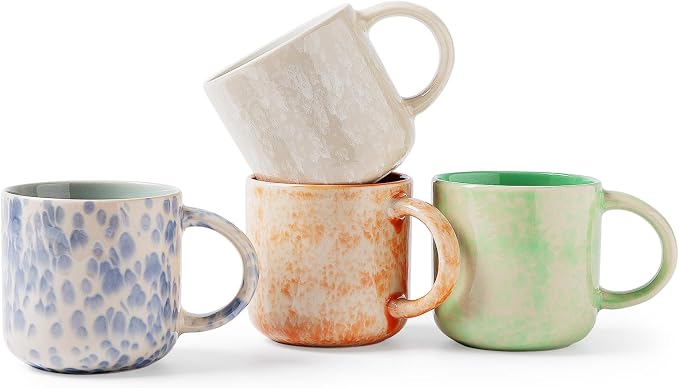 MONITO 12 OZ Coffee Mugs Set of 4, Modern Ceramic Coffee Mugs Set by MONITO