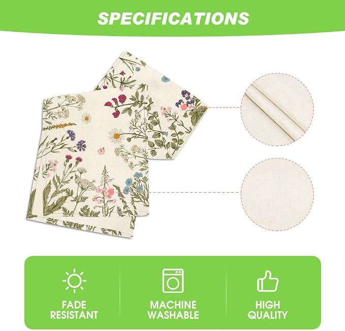 Artoid Mode Floral Wildflowers Herb Spring Table Runner, Seasonal Kitchen - Image 5