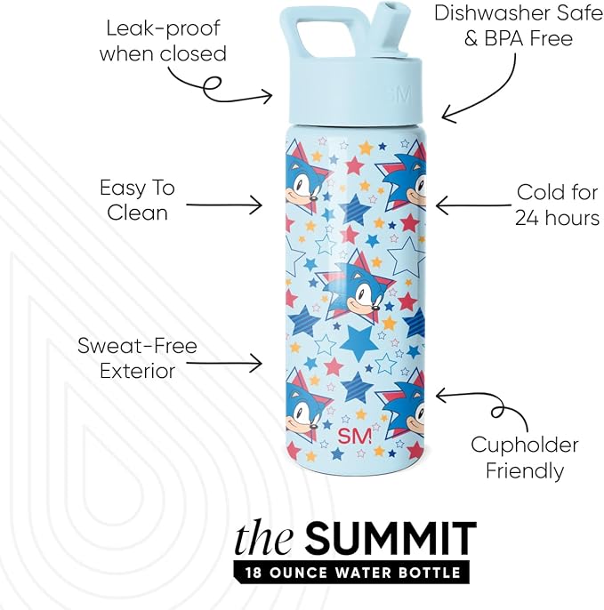 Simple Modern Sonic the Hedgehog Kids Water Bottle & Toddler Cup | 18oz | - Image 2