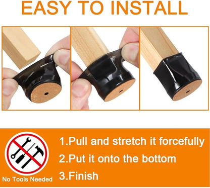 32 Pcs Chair Leg Floor Protectors for Hardwood Floors Silicone Covers to Protect Wood Tile Floors Felt Bottom Furniture Leg Caps Anti-Scratch Reduce Noise (Fit:0.9"-1.29")