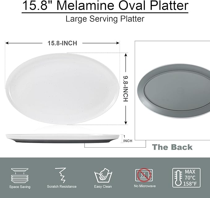 Webbylee ‌16" Melamine Oval Platter Set of 2 - Image 2