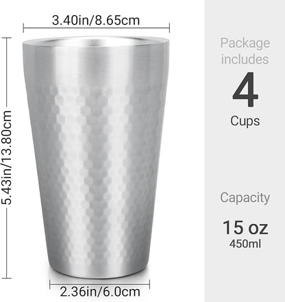 Beasea Stainless Steel Cups 15 oz, 4 Pack Large Stackable Stainless Steel - Image 2