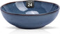 Organic Shape Highland Ceramic Soup/pasta Bowl, 24pcs 30oz Handmade Reactive Glaze Stoneware 8inch Bowls with Wavy Edge, for Kitchen, Microwave & Dishwasher Safe, Scratch Resistant-Blue