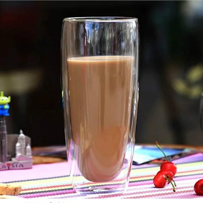 Asng Glass Coffee Mugs, Double Wall Insulated Thermal Cups Drinking Glasses - Image 3