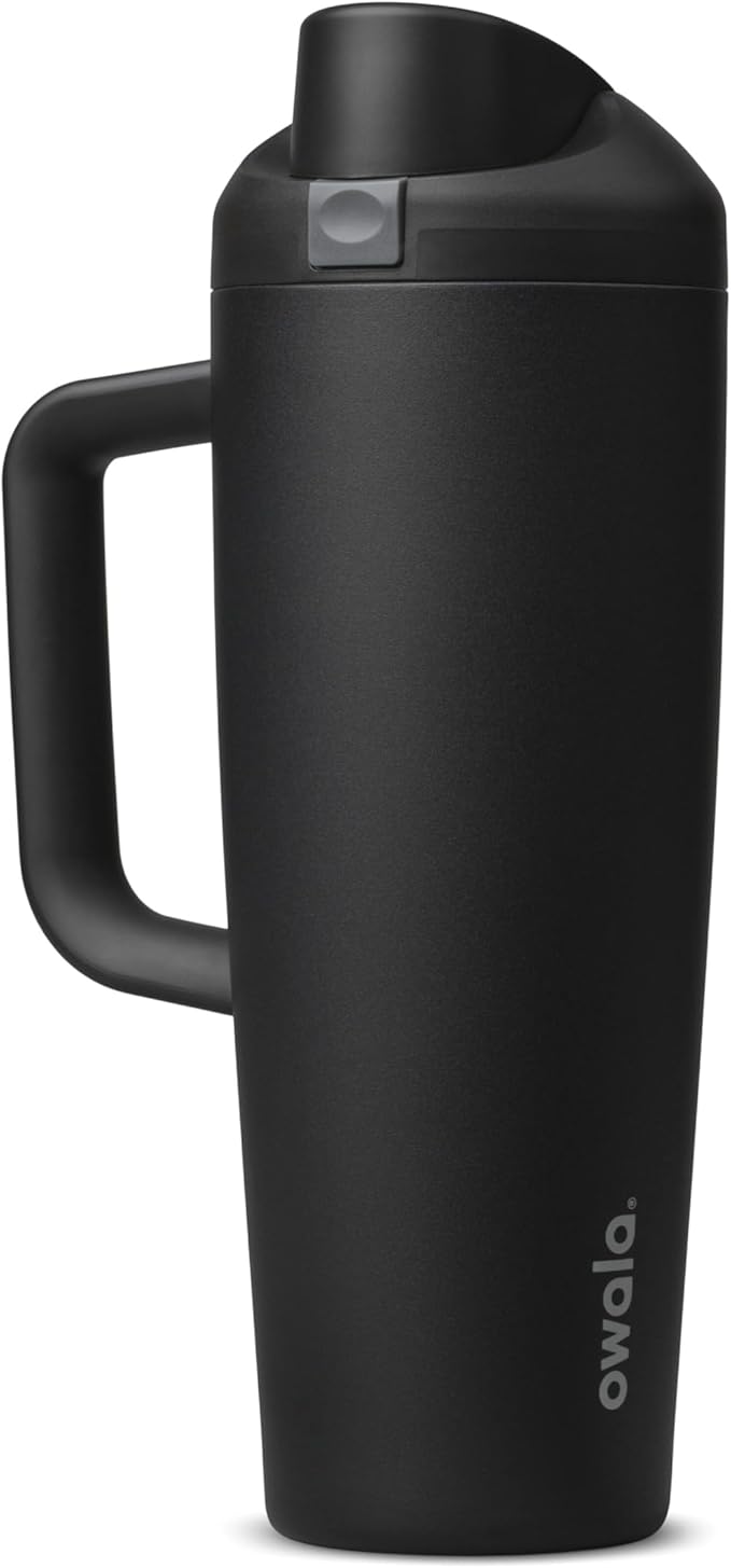 Owala FreeSip Tumbler Stainless Steel Water Bottle 30 oz Very, Very Dark | by Unknown