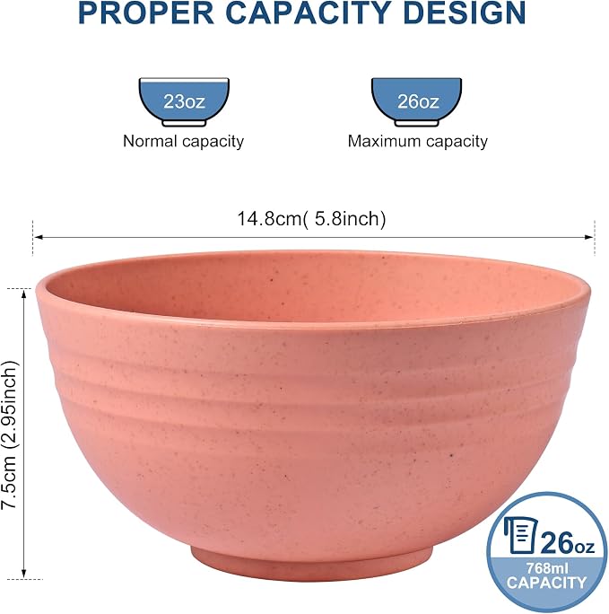 HOTEC 12-PACK BPA Free Unbreakable Plastic Cereal Bowls - Image 2