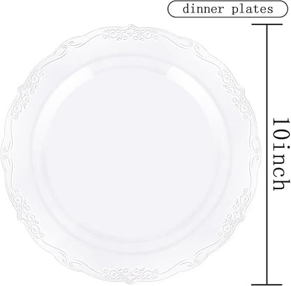 DaYammi 60PCS Clear Plastic Plates, Heavy Duty Clear Disposable Plates Premium 10inch Dinner Plates Hard Plastic Plates Disposable for Party Wedding Bridal Shower