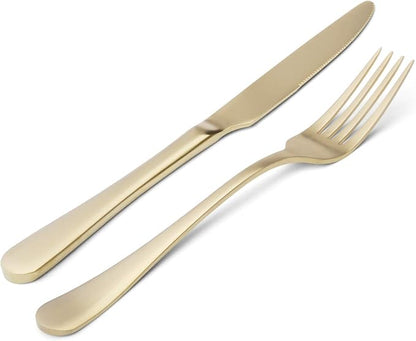 Matte champagne Silverware Set, 20-Piece Stainless Steel Flatware Set, Kitchen - Image 3