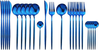 JASHII 24 Pieces Cutlery Flatware Set 304 Stainless Steel Home Kitchen Set by JASHII